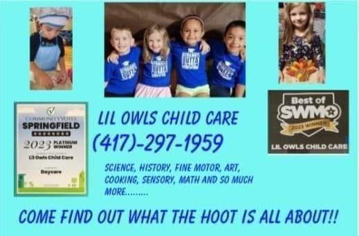 #1 child care in Southwest missouri 2 years running. Also #1 Springfield voters choice. COME FIND OUT WHAT THE HOOT IS ALL ABOUT!