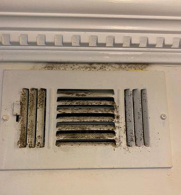 Mold on Vent
 during Ventilation   Cleaning by Dustless Duct of Baltimore