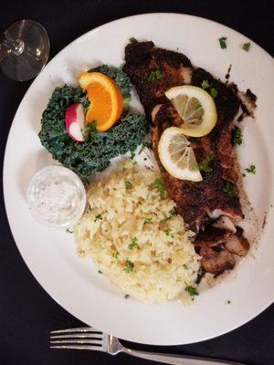 Blackened snapper with rice