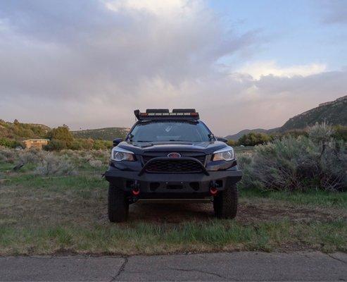 This is my overland built Subaru Forester that is quite controversial at the dealerships, Global Auto takes care of her no matter what!