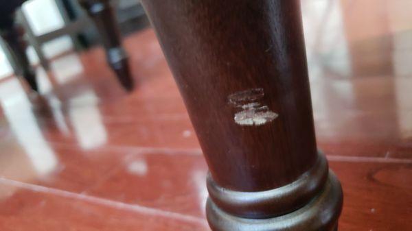 Damage to one of my chair legs  6-12-19.