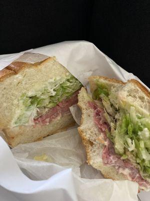 Roast beef (barely) mayo and lettuce