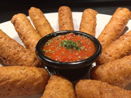 Mozzarella Sticks with marinara sauce.