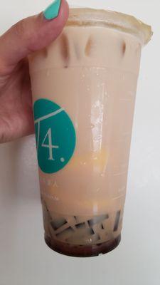 Milk tea with coffee jelly and pudding