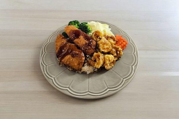 Large Fish & Shrimp Teriyaki Plate