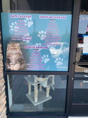 Cat groomer menu