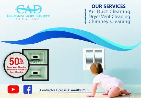 Clean Air Duct Cleaning Services | Air Duct Cleaning, Dryer Vent Cleaning, Chimney Cleaning