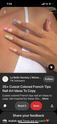 the fact that there's a outline color on the french tip would be considered too much design and too hard to do.