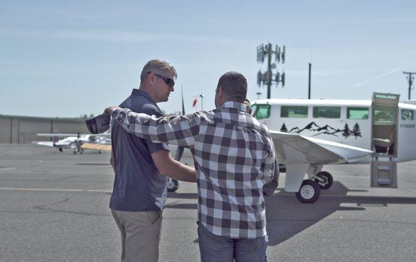 A handshake and a thank you from a happy passenger.