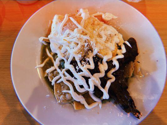 Carne Asada Chilaquiles (please come out with red sauce )