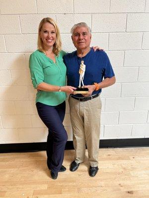 2022 Student receiving his Top Student award Silver level from Great Gatsby Dancesport Championships.