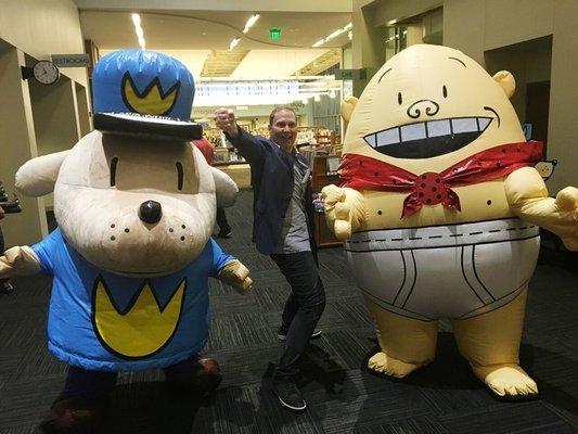 Dav Pilkey book signing with Dogman and Captain Underpants