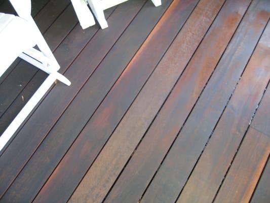 Beautiful stained tigerwood deck.