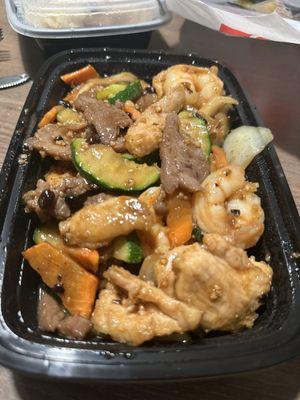 Chicken, shrimp and beef in black bean sauce. Special order