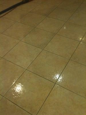 This particular floor didn't appear overly soiled. Once we started to clean on the left side of the photo the results are clear.