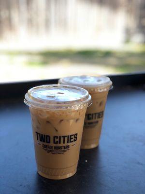 Iced Vanilla Cardamom Latte and Hazelnut Latte