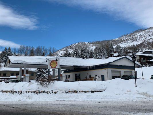 West Vail Shell in Vail, Colorado covered in snow