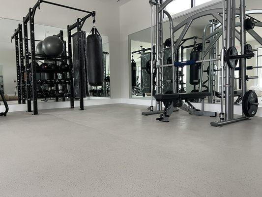 Gym floor at fitness center at Olde Florida Motorcoach Resort in Labelle.