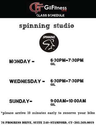 Spinning Classes held at GILFITNESS