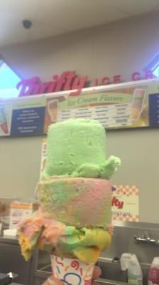 Pistachio nut and rainbow sherbet scoops