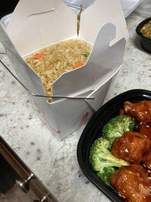 Fried rice included with the sesame chicken