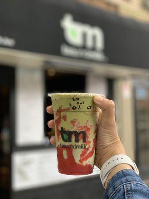 Medium Strawberry Matcha Latte (~$6).