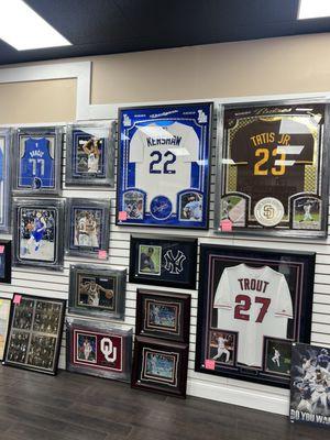 Framed auto jerseys