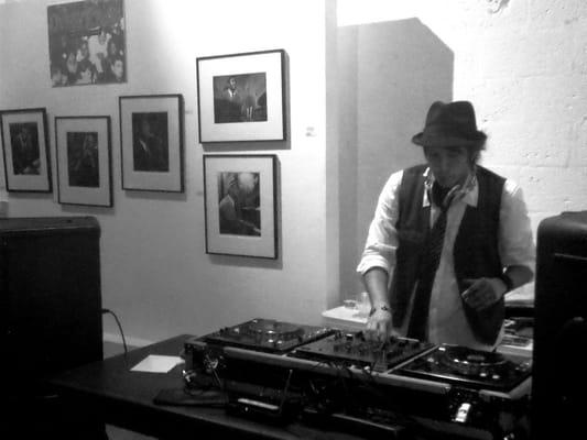 The Vagabond's Carmel Ophir on the turntables spinning some Motown for the Overtown Music Project @ AEDistrict