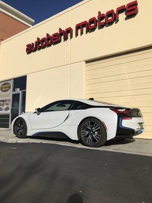 BMW i8 got some new rubber. Best place in town for you European vehicles.