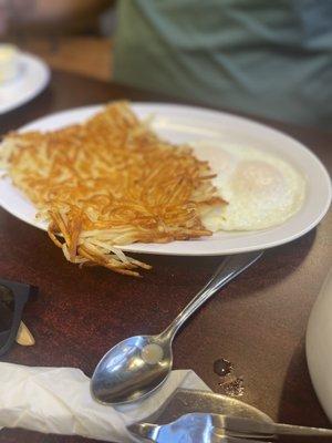 Hash Browns and Over Easy Eggs