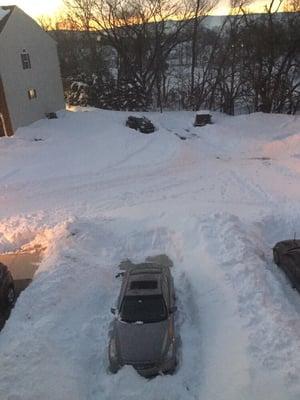 Need to shovel 10-40 ft of snow to reach their path depending which neighbor you are.