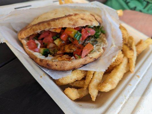 Beyond Meat Pita. Refreshing and tasty. The fries are also crispy and great!