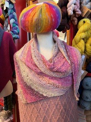 Casapinka shawl knit in Noro yarn,