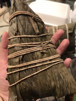 Zhong zi (bamboo wrapped sticky rice)