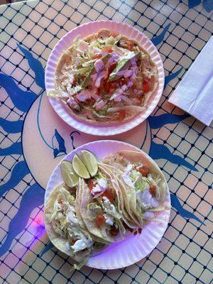 Pollo Picadita, Tacos (L to R): Carnitas, Chorizo, Pollo