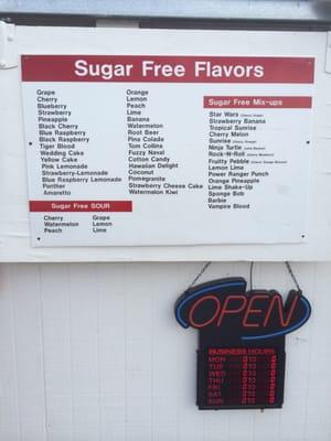 Many choices for sugar free flavors!