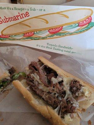 Philly cheesesteak sandwich