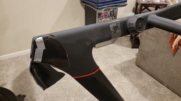 Peloton Tread arm (both sides have gouges and tears in the rubberized grips)