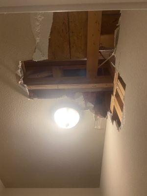 Closet water damage after hurricane.