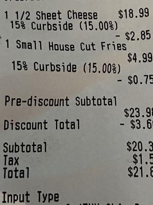 Receipt discount