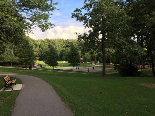 Basketball court and park landscape