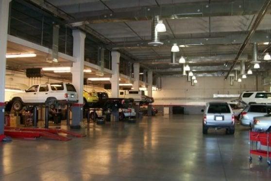 State of the art Toyota service garage.  Indoor Toyota service by factory authorized Toyota technicians.