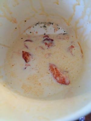 Giant lobster chunks in the lobster bisque!