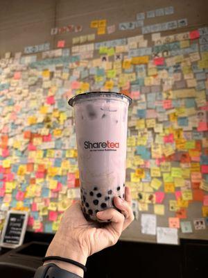 Taro milk tea with regular bubbles