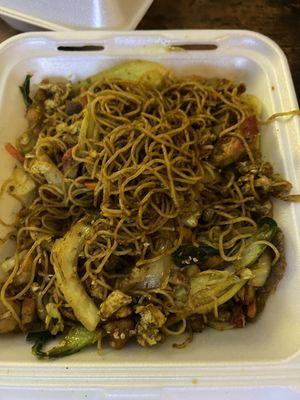 This is what was supposed to be Singapore rice noodles. I think it was more like soy sauce noodles.