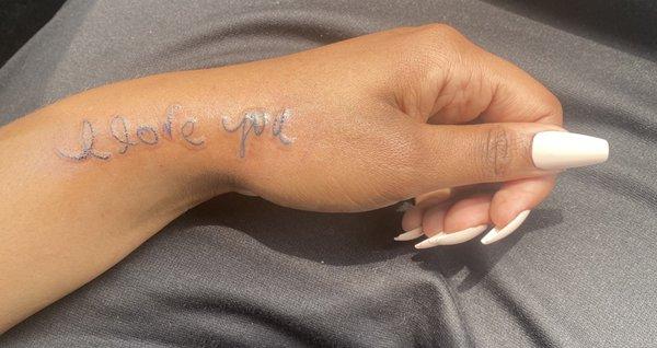 Simple handwriting tattoo by Alex (my father's handwriting)