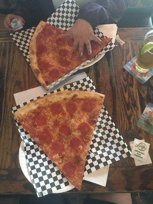 Pizza by the slide. Dude.