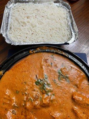 Delhi butter chicken with rice