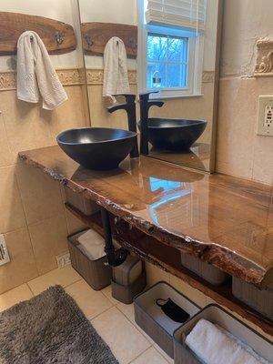 Custom Epoxy Wood Slab Vanity