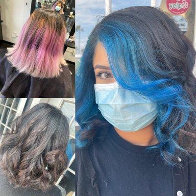 Taking my hair from faded purple to black+blue